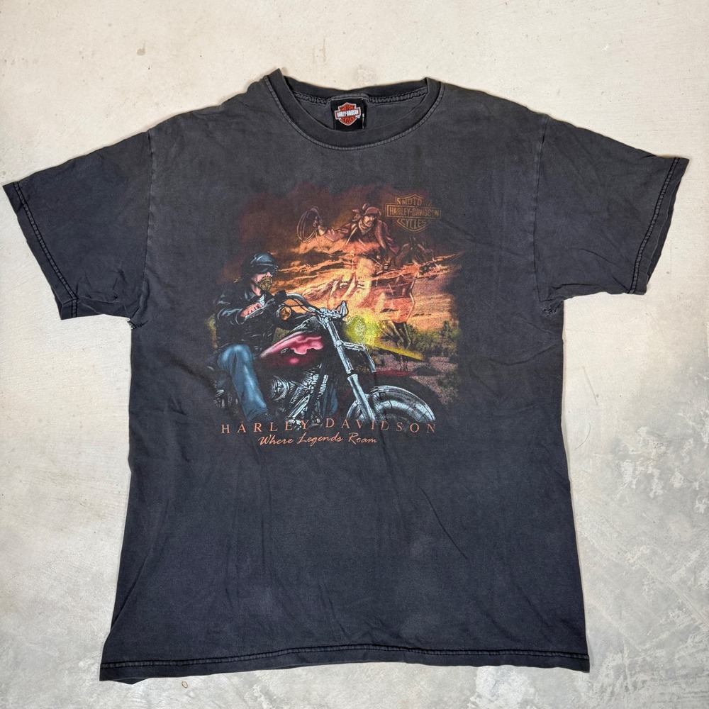 vintage Harley Davidson Lynchburg VA Where Legends Roam Graphic T-Shirt Black L